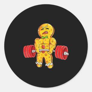 Pegatina Redonda Hombre de Jengibre Gimnasio Musculación Levantamie