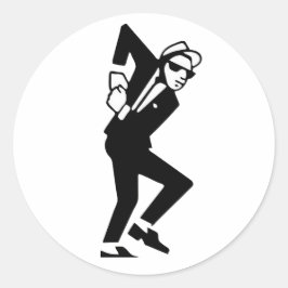 Pegatina Redonda Hombre de la música SKA bailando - música ska