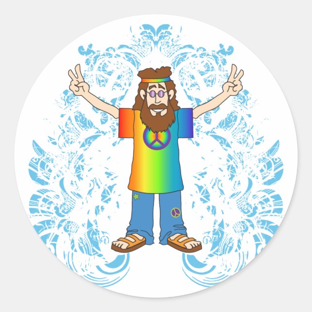 Pegatina Redonda Hombre de la Paz (Anverso)