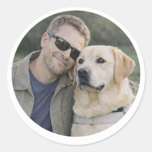 Pegatina Redonda Hombre de la sociedad de perros guía Labrador amar
