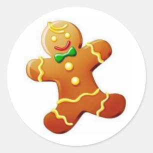 Pegatina Redonda Hombre de pan de jengibre del navidad