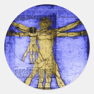 Pegatina Redonda Hombre de Vitruvian