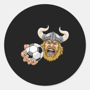 Pegatina Redonda Hombre del Personaje de Dibujos Animados de Fútbol