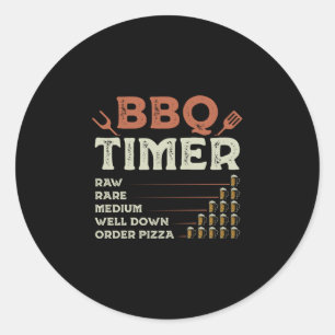 Pegatina Redonda Hombre divertido parrilla barbacoa chef asador mae