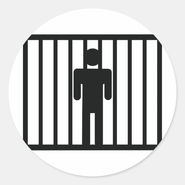 Pegatina Redonda hombre en la cárcel (Anverso)