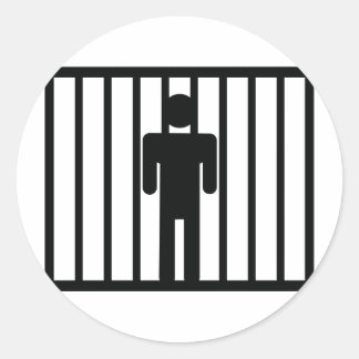 Pegatina Redonda hombre en la cárcel