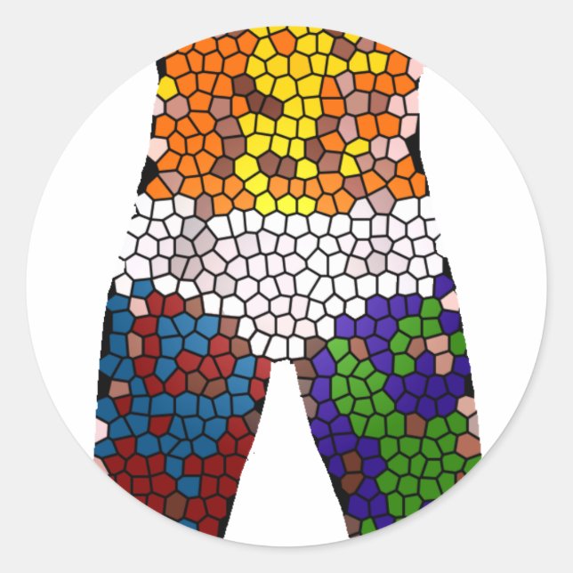 Pegatina Redonda Hombre en ropa interior (Anverso)