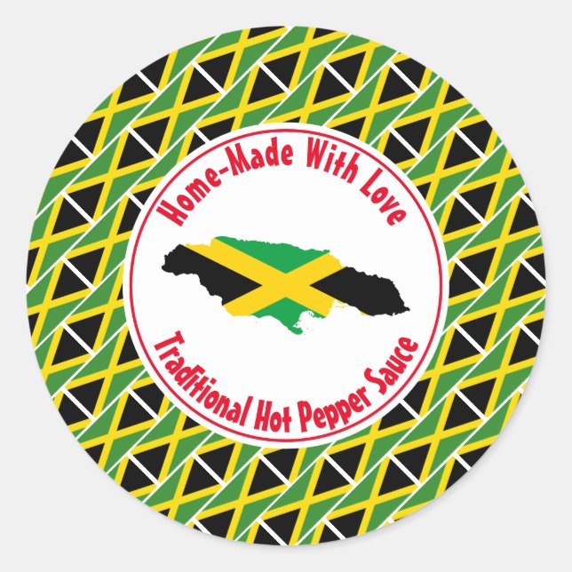 Pegatina Redonda HOMBRE HECHO HOT PEPPER SAUCE Jamaica (Anverso)