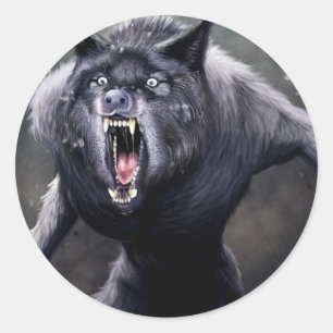 Pegatina Redonda hombre lobo aterrador