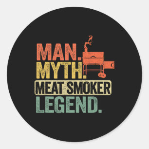 Pegatina Redonda Hombre Mito Carnicero Legendario Papá Grillfather 