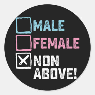 Pegatina Redonda Hombre Mujer No Binario! Divertido Transexual Gays