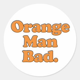 Pegatina Redonda Hombre naranja malo
