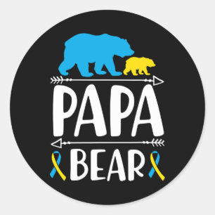 Pegatina Redonda Hombre papá: Síndrome de Down Conciencia Papá Orgu