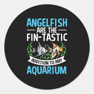 Pegatina Redonda Hombre pez ángel lindo dueño de peces amante del a
