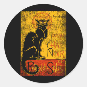 Pegatina Redonda Hombre Tour Du Chat Noir Gato Negro Vintage Para