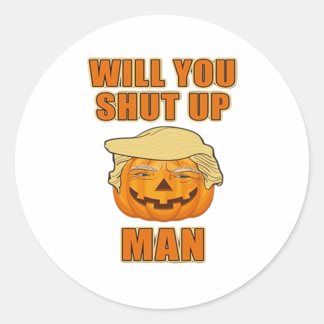 Pegatina Redonda Hombre, Trumpkin Halloween (Anverso)