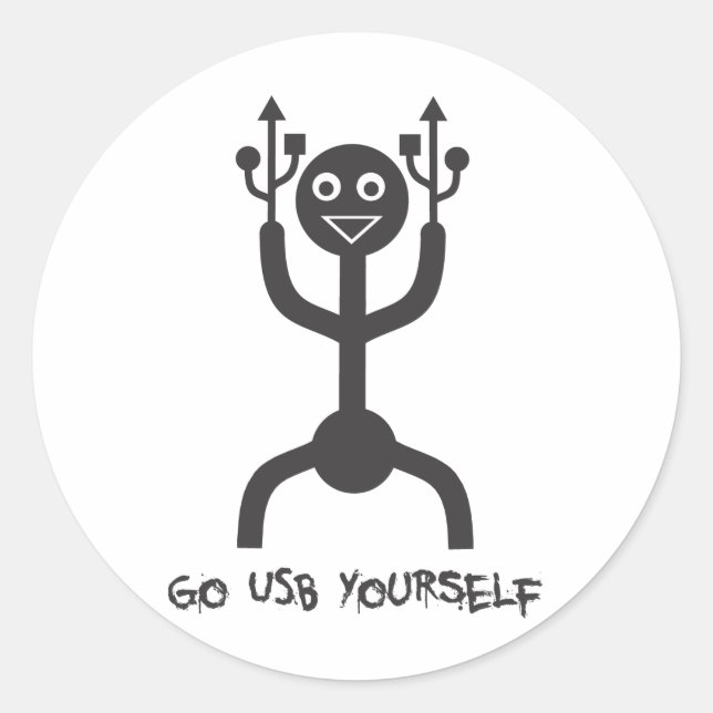 Pegatina Redonda Hombre USB (Anverso)