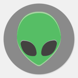 Pegatina Redonda Hombre Verde Alien Fiesta Espacial Personalizada