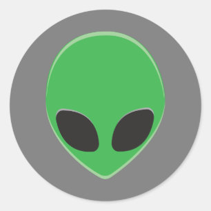 Pegatina Redonda Hombre Verde Alien Fiesta Espacial Personalizada
