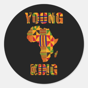Pegatina Redonda Hombres africanos de arte kente de Guay Niños afri