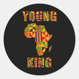 Pegatina Redonda Hombres africanos de arte kente de Guay Niños afri