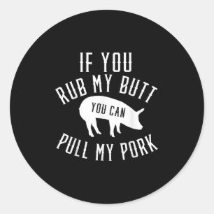 Pegatina Redonda Hombres asando T Shirt Gracioso Gift Pork Bbq Smok