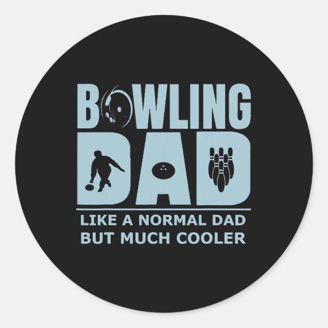 Pegatina Redonda Hombres Bowling Dad Funny Ten Pin Bowler (Anverso)
