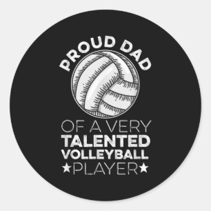 Pegatina Redonda Hombres Cita Voleibol Para Un Papá De Un Pl De Vol