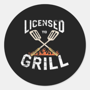 Pegatina Redonda Hombres Con Licencia Para Grill Pocket Emblem Bbq 