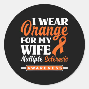 Pegatina Redonda Hombres Con Los Que Uso Naranja Para Mi Esclerosis
