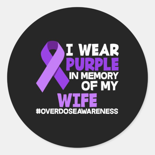 Pegatina Redonda Hombres Con Los Que Uso Púrpura En Memoria De La S (Anverso)