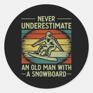 Pegatina Redonda Hombres de arte de snowboard de Guay Esquiadoras S