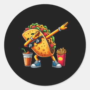 Pegatina Redonda Hombres de Dabbing Taco Cinco De Mayo México