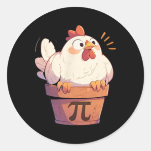 Pegatina Redonda Hombres de Día de Papel Pollo Niños Math Math Gif