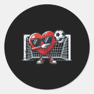 Pegatina Redonda Hombres de Fútbol día de San Valentín Dab