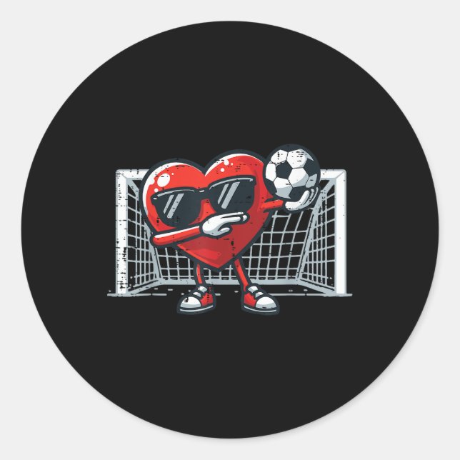 Pegatina Redonda Hombres de Fútbol día de San Valentín Dab (Anverso)