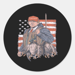 Pegatina Redonda Hombres de la Chaqueta de Caza de Pato de Púlcera 