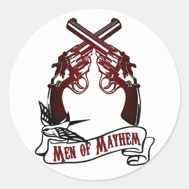 Pegatina Redonda Hombres de Mayhem (Anverso)