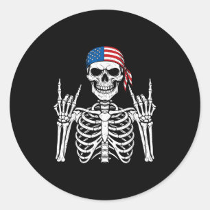 Pegatina Redonda Hombres de rock hand Skeleton Guay Halloween Punk