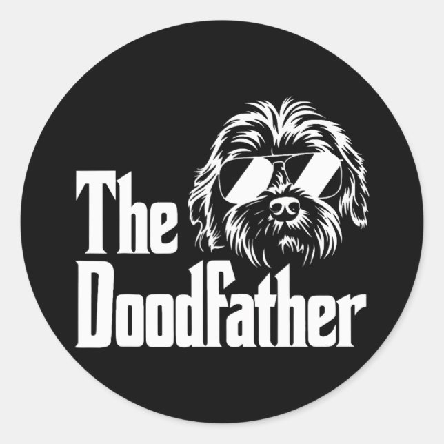 Pegatina Redonda Hombres El Padre Del Doodfather Goldendoodle Doodl (Anverso)