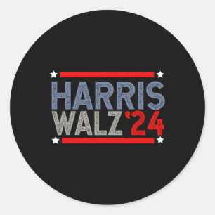 Pegatina Redonda Hombres Electorales Mujeres Niños Harris Waltz