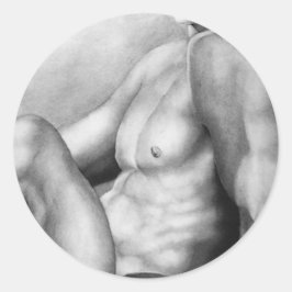 Pegatina Redonda Hombres Elegante Bella Artes Nude-Malé Bodybuildin