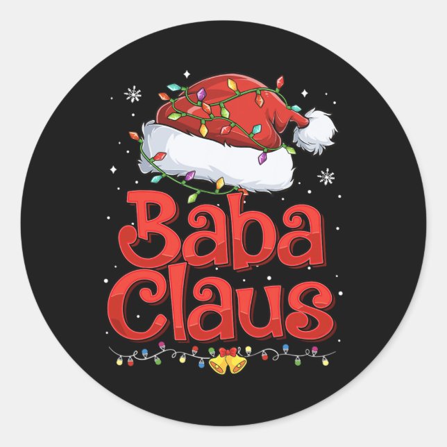 Pegatina Redonda Hombres Guay Baba Claus con Navidades de Santa Hat (Anverso)