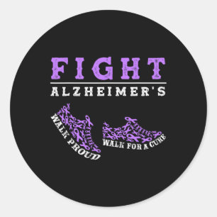Pegatina Redonda Hombres guerreros de Alzheimerheimer se conciencia