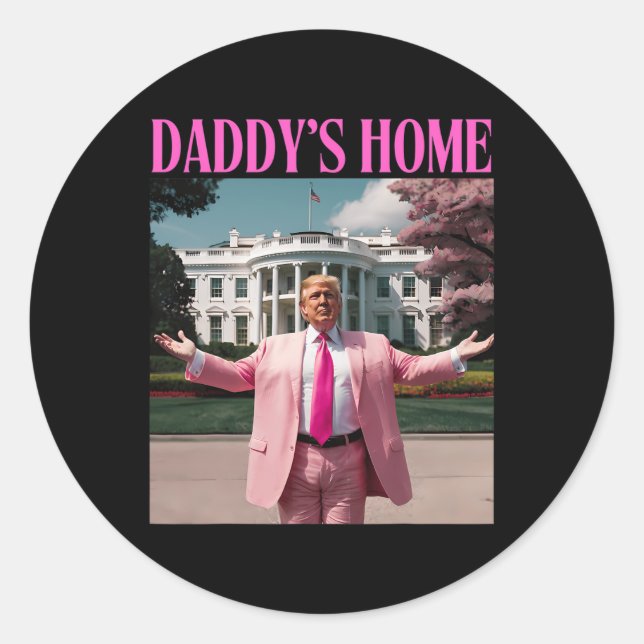 Pegatina Redonda Hombres Hogares de la Camisa de Trump divertida (Anverso)