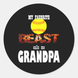 Pegatina Redonda Hombres Mi bestia suave favorita me llama abuelo.
