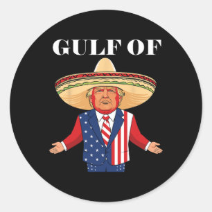 Pegatina Redonda Hombres Mujeres Del Golfo De Trump De Estados Unid