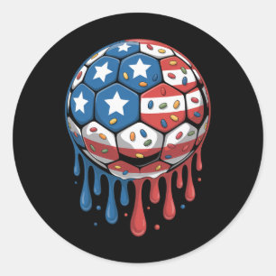 Pegatina Redonda Hombres Mujeres Juego De Goteo De Helado Americano