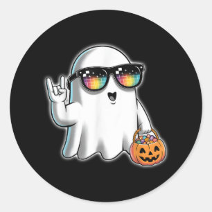 Pegatina Redonda Hombres Mujeres Niños Chicas Fantasma Boo Rock Cal