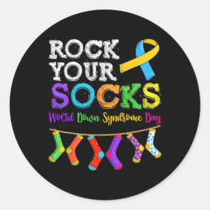 Pegatina Redonda Hombres Mujeres Niños Con Síndrome De Down Concien